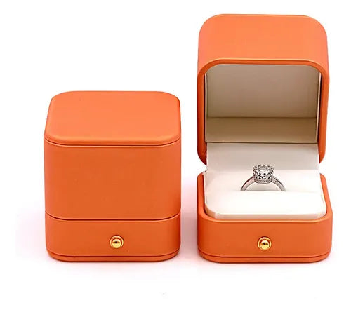 Caja de Anillo para Compromiso Propuesta Regalo Joyas Lujo Naranja | Grado B