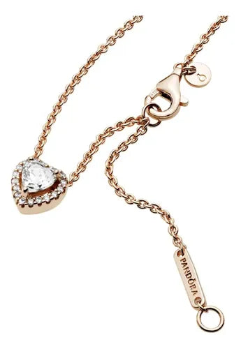 Collar Corazón Brillante Color Dorado Rosa