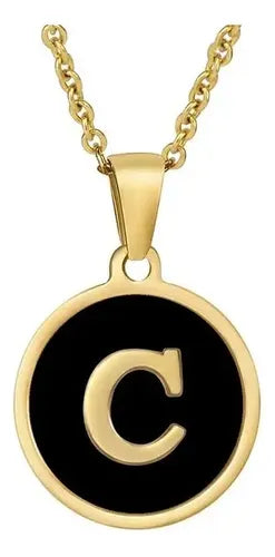 COLLAR DIJE LETRAS INICIALES ACERO INOXIDABLE DORADAS MUJER 6