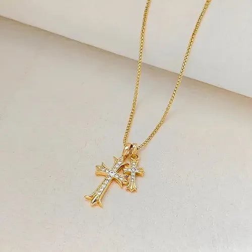 Collar con Forma de Cruz Dorada para Mujer con Delicado Colg | Grado B