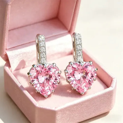 @. Aretes Plata 925 Corazón Perla Zirconia Colgantes Regalo