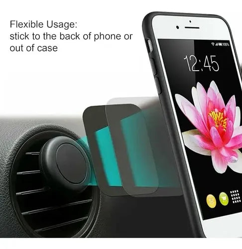 6 Placas Metálicas para Soporte Magnético de Teléfono Color Negro | Grado B