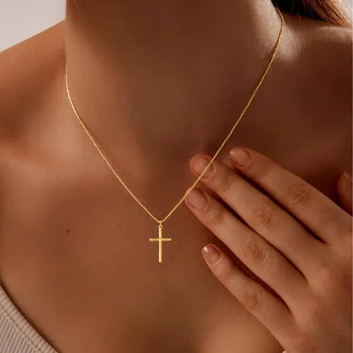 Collar con Forma de Cruz para Mujer Color Dorado | Grado B
