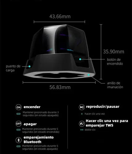 Mini Bocina Bluetooth 5.3 Magnética 2 en 1 360° Color Negro | Grado B