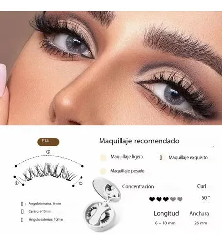 PESTAÑAS MAGNÉTICAS CON APLICADOR Y ESPEJO REUTILIZABLES BLANCO 2.6 CM 6 MM