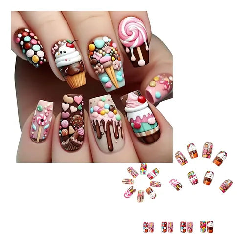 24 Uñas Postizas de Presión Modelo BT031 | Grado B