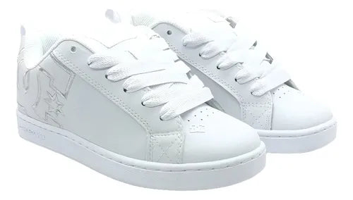 Tenis DC Shoes Court Graffik Mujer Blanco y Plateado Talla 26 MX | Grado B