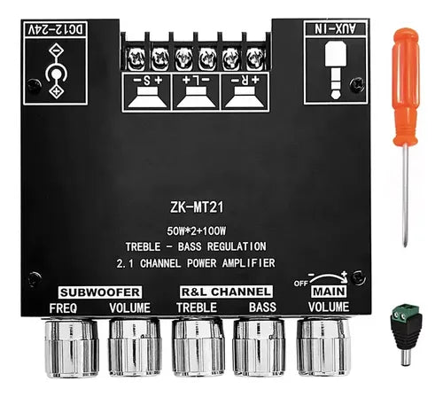 Placa Amplificadora ZK-MT21 2.1 de 200 W con Bluetooth 5.0 Color Negro | Grado B