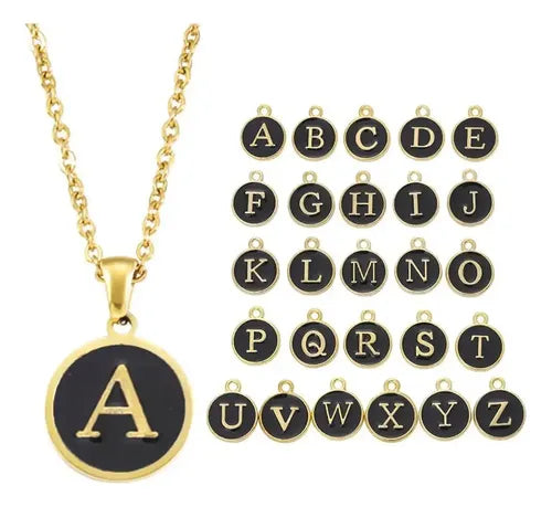 Collar Dije Letras Iniciales Acero Inoxidable Doradas Mujer | Grado B
