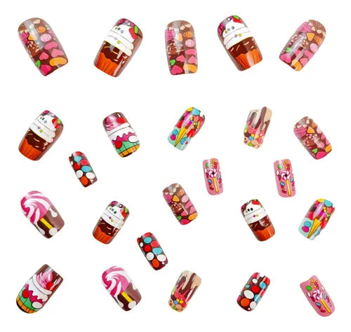 24 Uñas Postizas de Presión Modelo BT046 | Grado B