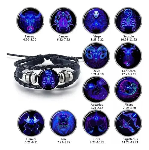 COLLAR Y PULSERA QUE BRILLAN EN OSCURIDAD CON LOS 12 ZODIACO 5