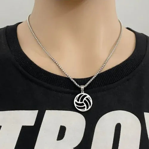 Collar Balón de Voleibol Acero Inoxidable Moda Deporte Unsex Plateado | Grado B