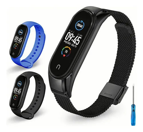 Correa Acero Inoxidable Para Xiaomi Mi Band 5 Iforu 3 Piezas 1 ACERO 2 SILICONA  GRADO A