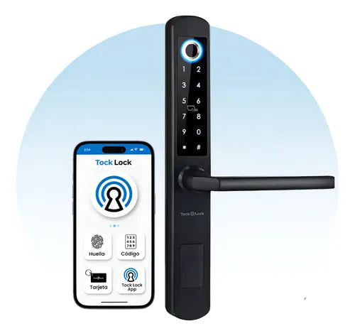 Cerradura Inteligente Tock Lock TLX07 | Paneles Negros + Manijas Metálicas GRADO B