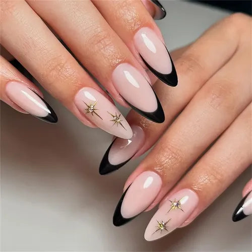 24 Uñas Postizas de Presión Forma Almendra Acabado French | Grado B