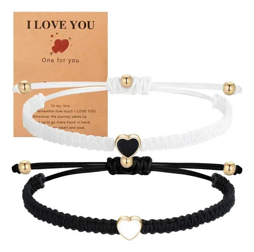 Pulseras para Pareja Ajustables 20 cm Color Dorado | Grado B