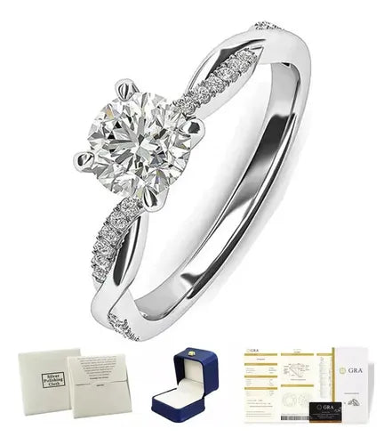Anillo de Promesa Ajustable para Mujer Color Plateado | Grado B