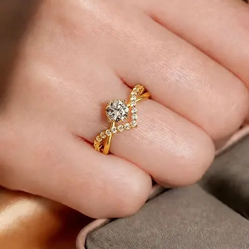 Anillos de Promesa para Pareja Ajustables Color Dorado | Grado B