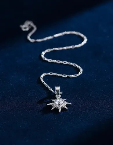 COLLAR DE MUJER CON DIJE DE ESTRELLA ACERO CHAPADO PLATA 925 PLATEADO