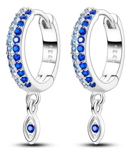 Aretes de Ojo Turco con Pavé de Zirconias Color Plateado | Grado B