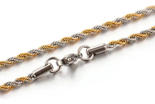 Collar de Cadena Tipo Cuerda de Acero Inoxidable para Hombre en 3 Colores | Grado B