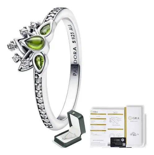 Anillo Solitario de Corona con Cristal Color Plateado | Grado B