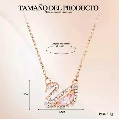 Collar de Cisne con Kit de Regalo Color Dorado Rosa | Grado B