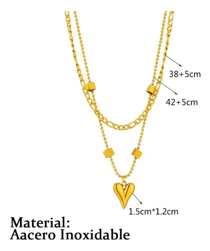 Collar Doble Cadena para Mujer en Acero Inoxidable