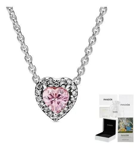 COLLAR CORAZÓN ROSA CON CIRCONITAS COLOR DORADO ROSA 1