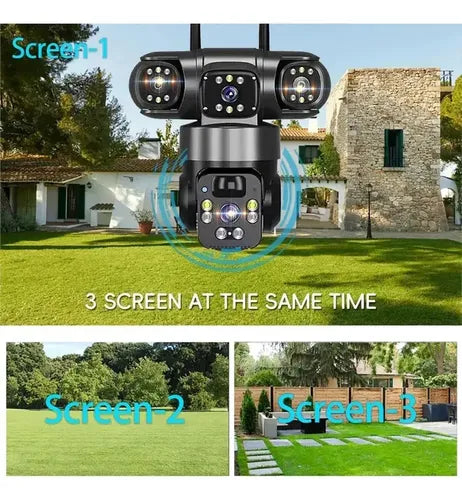 Cámara de Vigilancia Solar Xinshi 4G Full HD con Visión Nocturna a Color y 3 Lentes | Grado B