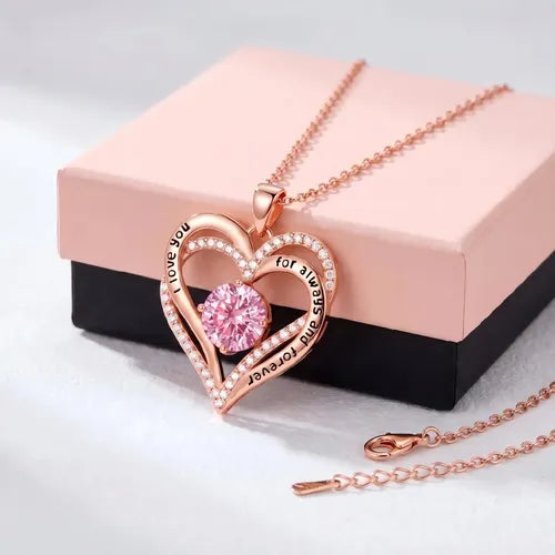 Collar con Dijes de Dos Corazones Regalo para Mujer | Grado B