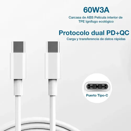 Cable USB C a USB C de Carga Rápida 60W 30 cm | Grado B