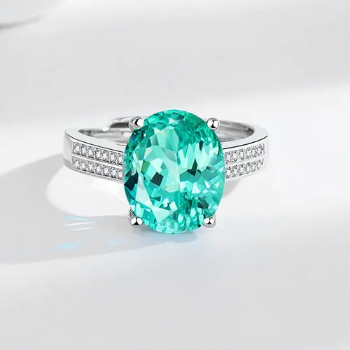Anillo Azul Verde con Cristal Elegante 8 mm | Grado B