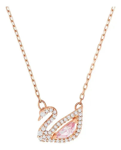 Collar de Cisne con Cristal Color Dorado Rosa | Grado B