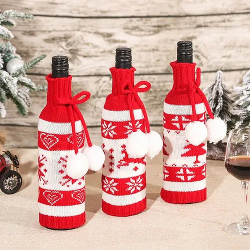 Funda Navideña Tejida para Botella de Vino | Grado B