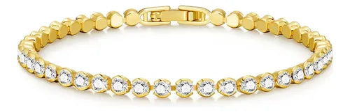 4 Pulseras Brazalete con Cristales Color Dorado Antioxidable | Grado B