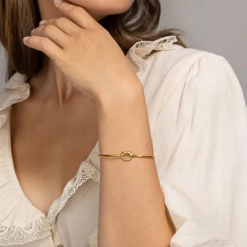 4 Pulseras Brazalete con Cristales Color Dorado Antioxidable | Grado B