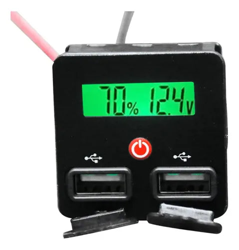 Dual Puertos USB 12V Cargador Batería Coche con Voltímetro | Grado B
