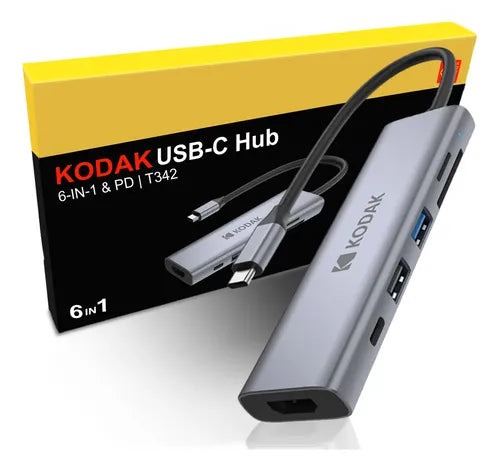 KODAK HUB USB C 6 EN 1 USB 3.0+2.0+PD100W+HDMI+LECTOR SD/TF