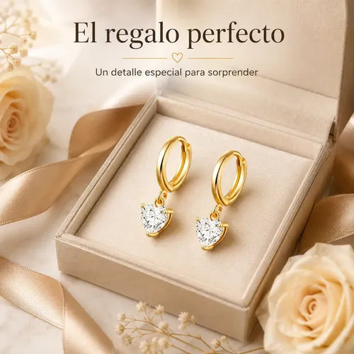 Aretes con Piedra Moissanita Color Dorado | Grado B