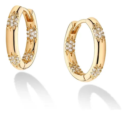 Pendientes CZ para Mujer Niñas Aretes Oro 14K con Zirconias Dorado | Grado B