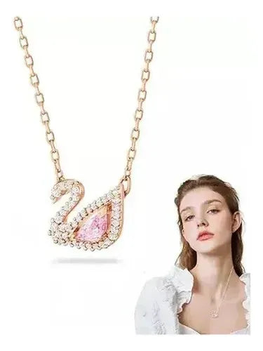 Collar de Cisne con Kit de Regalo Color Dorado Rosa | Grado B