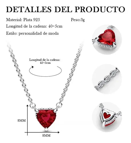 Collar Corazón con Kit de Regalo Color Plateado