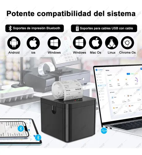 Impresora Térmica Ticket Recibos 58MM Suzwip Bluetooth+usb con 5 Rolls Paper Impresora Bluetooth | Grado B