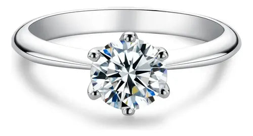 Anillo de Compromiso con Piedra Moissanita de 1 ct Color Plateado | Grado B