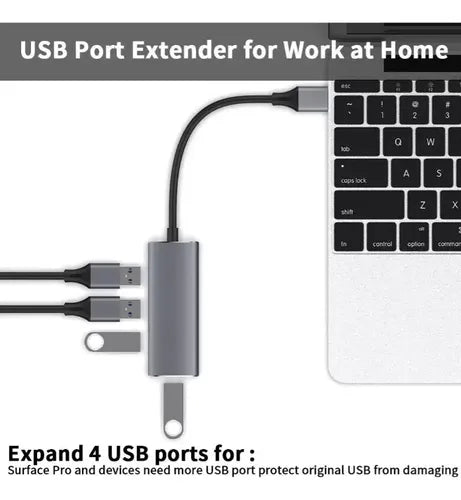 Jeeyee Hub USB 3.0 4 Puertos Alta Velocidad con Protección de Sobrecarga Gris | Grado B