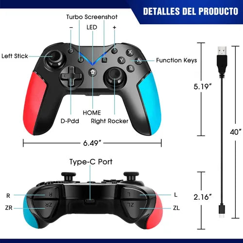 Gamepad Control Inalámbrico Bluetooth con Doble Vibración | Grado B