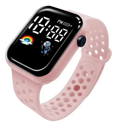 Reloj Deportivo LED Digital con Diseño de Astronauta para Niños Color Rosa | Grado B