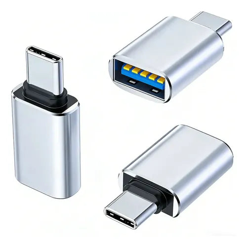 Adaptador USB Tipo C Hembra a USB Macho Color Plateado | Grado B