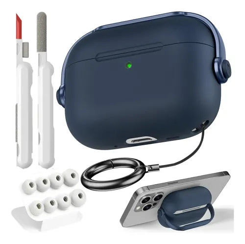 FUNDA PROTECTORA PARA AIRPODS PRO3 GENERACIÓN (2025) CASE TRANSPARENTE SILICONA + LIMPIADOR + LLAVERO + 8 ALMOHADILLAS PARA AIRPODS PRO 3